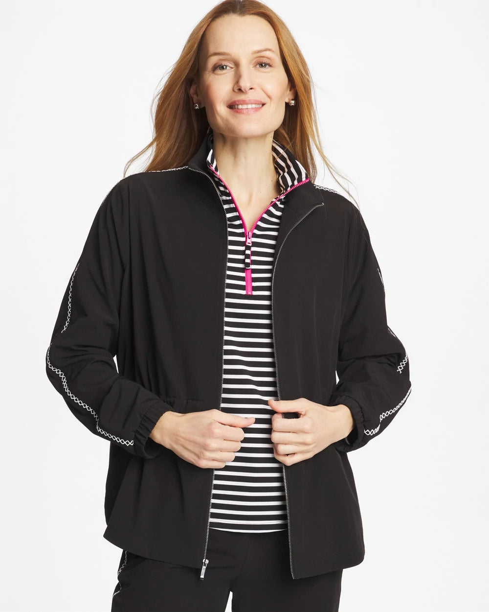 Chico's Signature - Zenergy® UPF Lattice-Trim Jacket Black