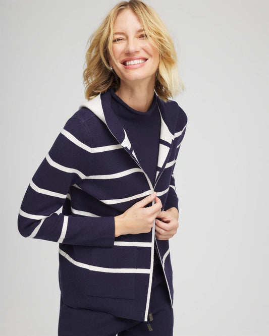 Chico's New - Zenergy® Luxe Reversible Stripe Cardigan Passport Blue