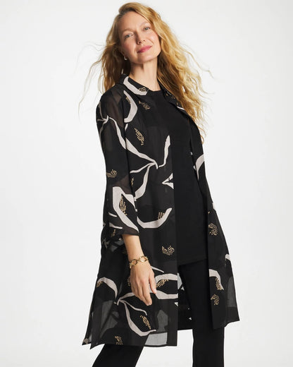 Chico's Smart Buy - Travelers™ Collection Burnout Peace Lily Topper Travelers Black