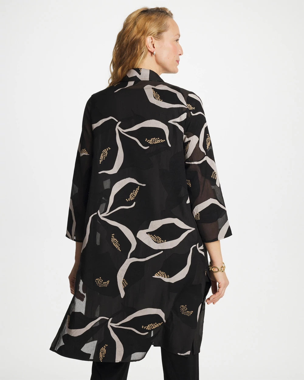 Chico's Smart Buy - Travelers™ Collection Burnout Peace Lily Topper Travelers Black