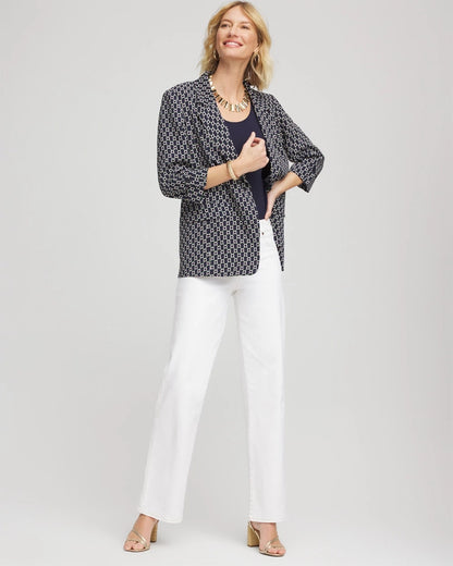 Chico's Exclusive - Printed Soft Crepe Blazer Passport Blue
