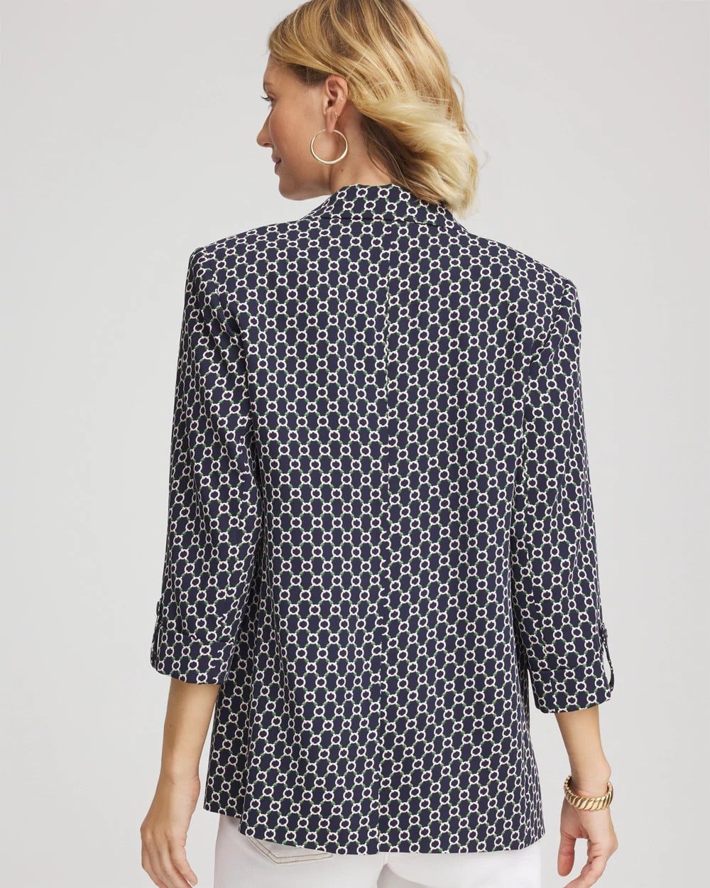 Chico's Exclusive - Printed Soft Crepe Blazer Passport Blue