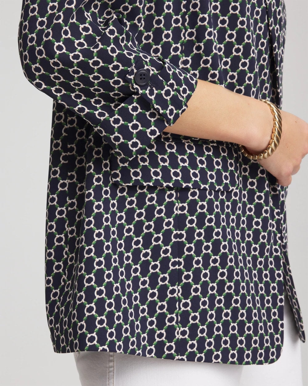 Chico's Exclusive - Printed Soft Crepe Blazer Passport Blue