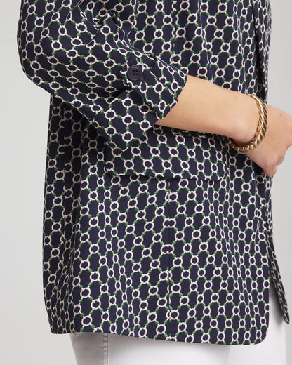 Chico's Exclusive - Printed Soft Crepe Blazer Passport Blue