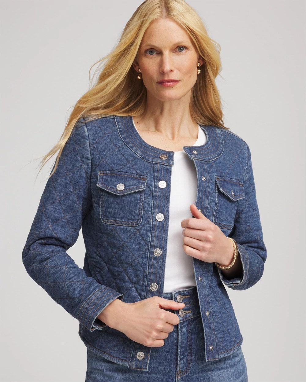 Chico's Trending - Quilted Denim Jacket Wilma Indigo