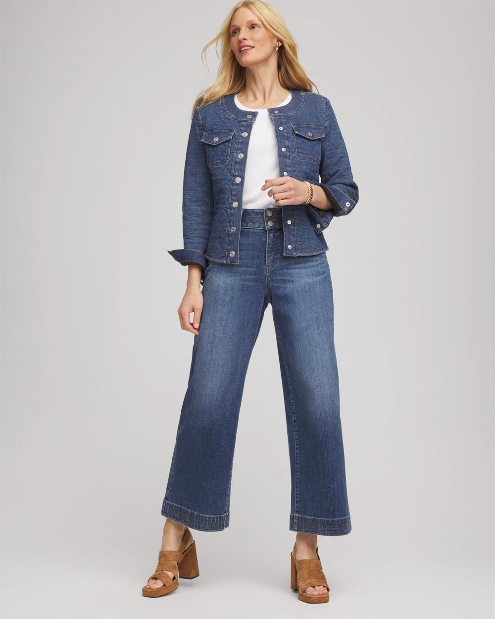 Chico's Trending - Quilted Denim Jacket Wilma Indigo