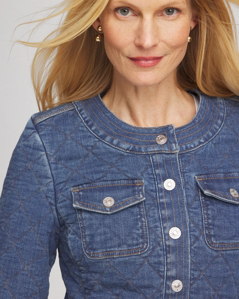 Chico's Trending - Quilted Denim Jacket Wilma Indigo