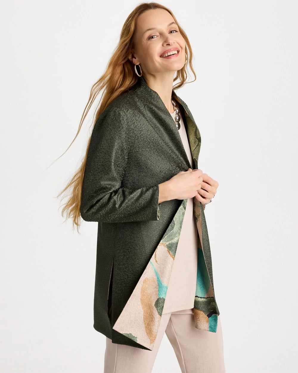 Chico's Featured - Travelers™ Soft Bloom Reversible Crushed Jacket Kelp Forest