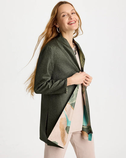 Chico's Featured - Travelers™ Soft Bloom Reversible Crushed Jacket Kelp Forest