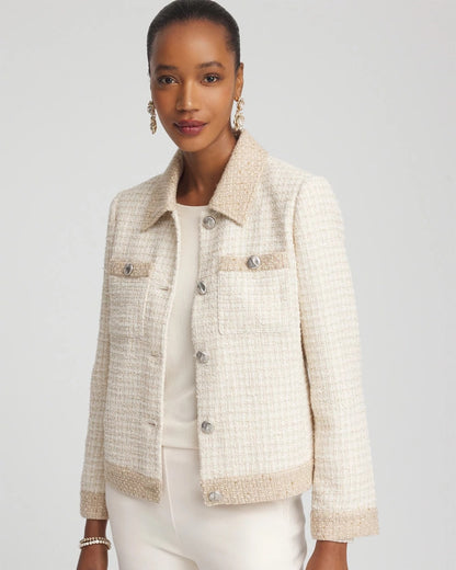 Chico's Deals - Tonal Neutral Tweed Jacket Neutral