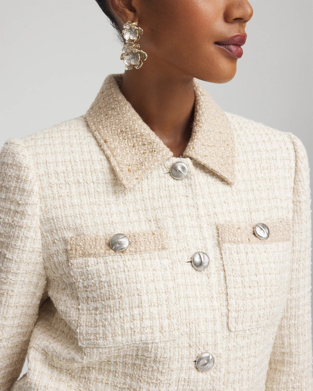Chico's Deals - Tonal Neutral Tweed Jacket Neutral
