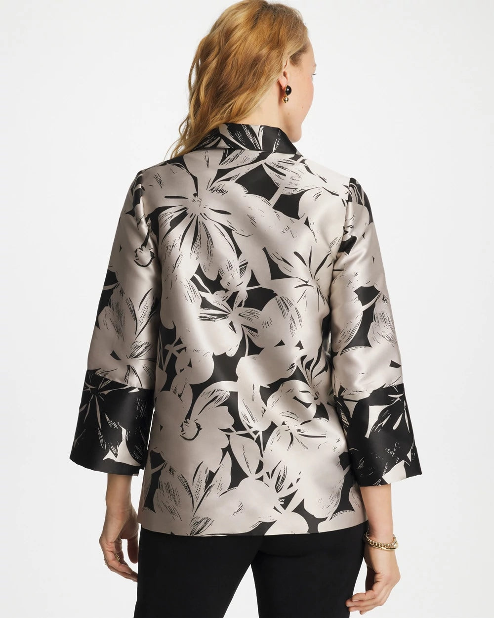 Chico's Best Seller - Travelers™ Collection Floral Jacquard Jacket Smokey Taupe