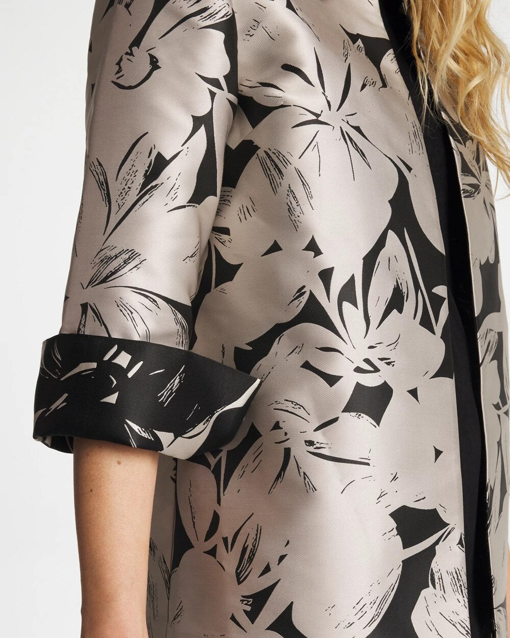 Chico's Best Seller - Travelers™ Collection Floral Jacquard Jacket Smokey Taupe