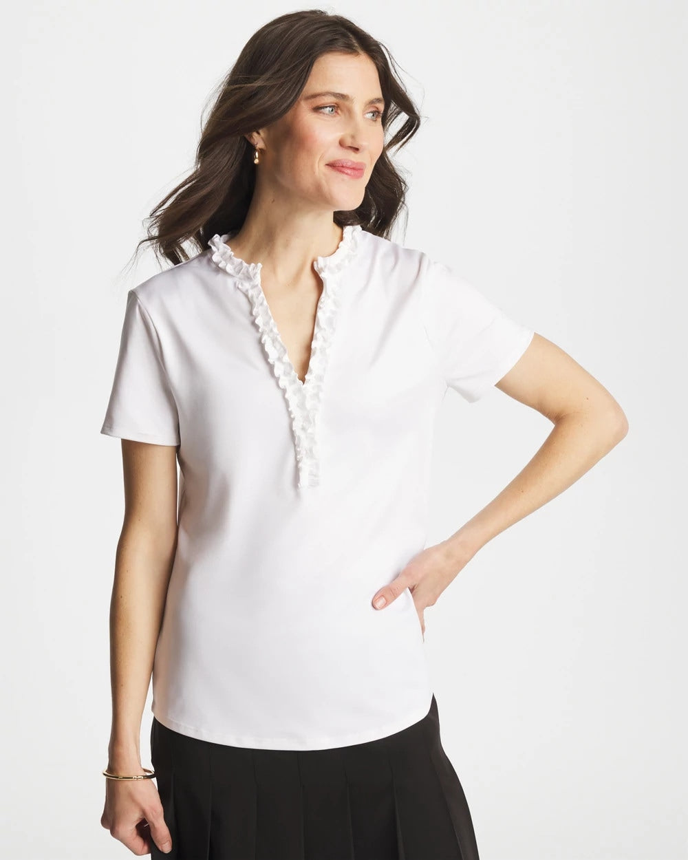 Chico's Signature - Zenergy® UPF Ruffle Polo Alabaster