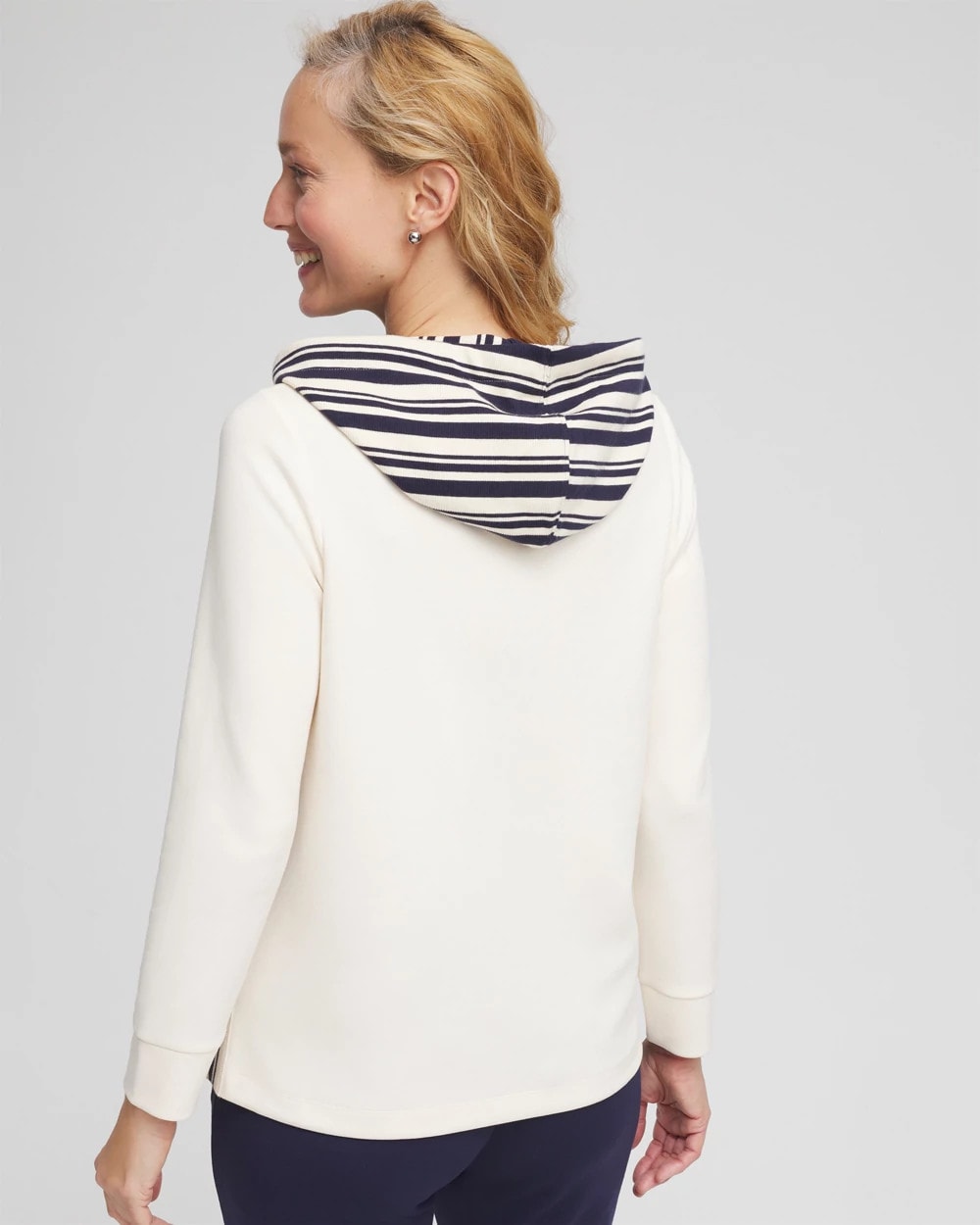Chico's Value - Zenergy® Double-Knit Stripe Hood Tunic English Cream
