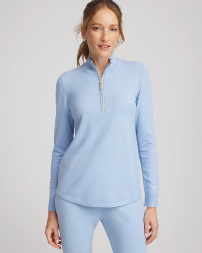 Chico's Everyday - Zenergy® Luxe Half-Zip Pullover Top Crystal Topaz