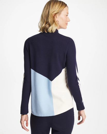 Chico's Classic - Zenergy® Luxe Colorblock Half-Zip Pullover Crystal Topaz