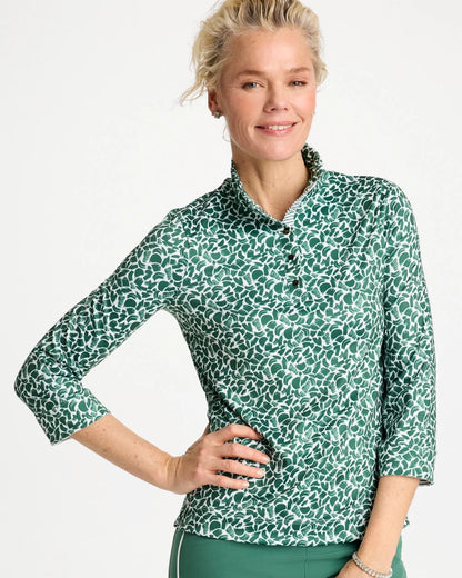 Chico's Quality - Zenergy® UPF Paint Snap Mockneck Water Lily Green