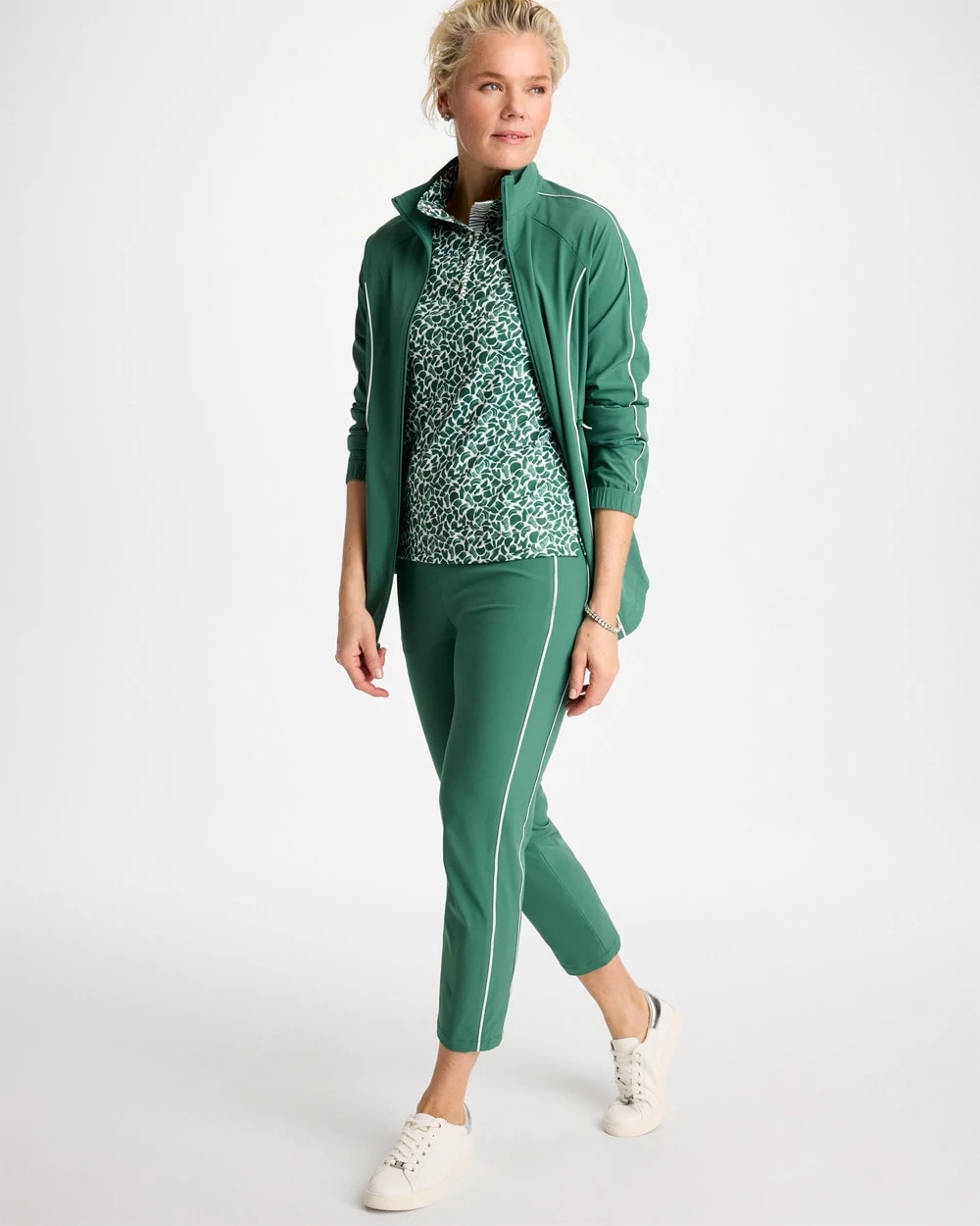 Chico's Quality - Zenergy® UPF Paint Snap Mockneck Water Lily Green