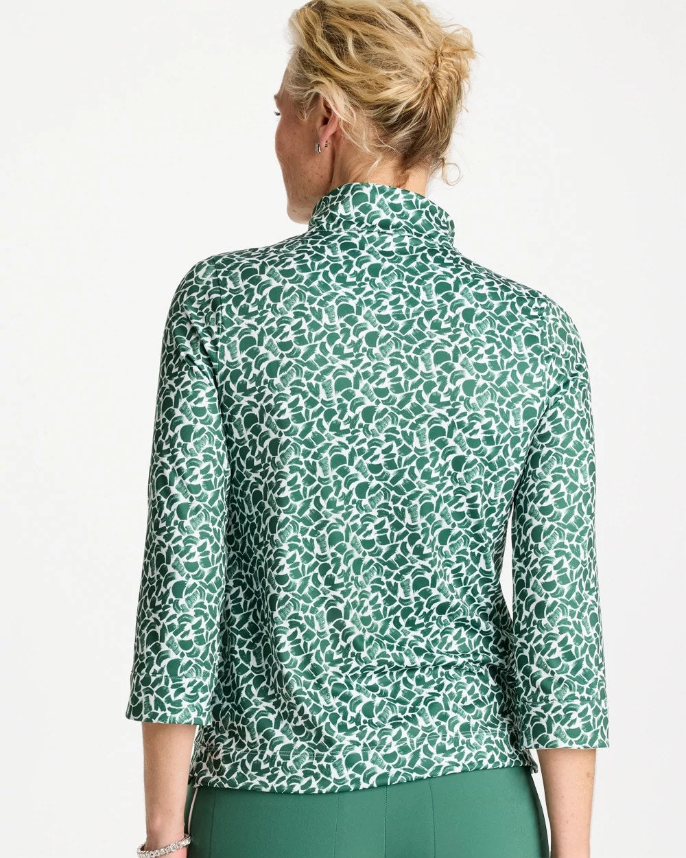 Chico's Quality - Zenergy® UPF Paint Snap Mockneck Water Lily Green