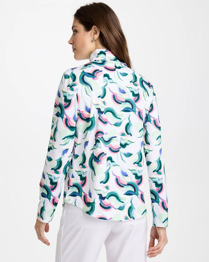 Chico's Great Value - Zenergy® UPF Blooms Mock Zip Polo Blossom