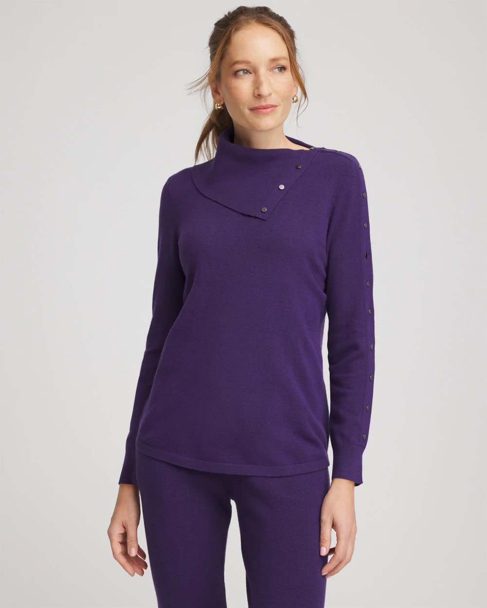Chico's Classic - Zenergy® Luxe Envelope Neck Sweater Purple Elixir