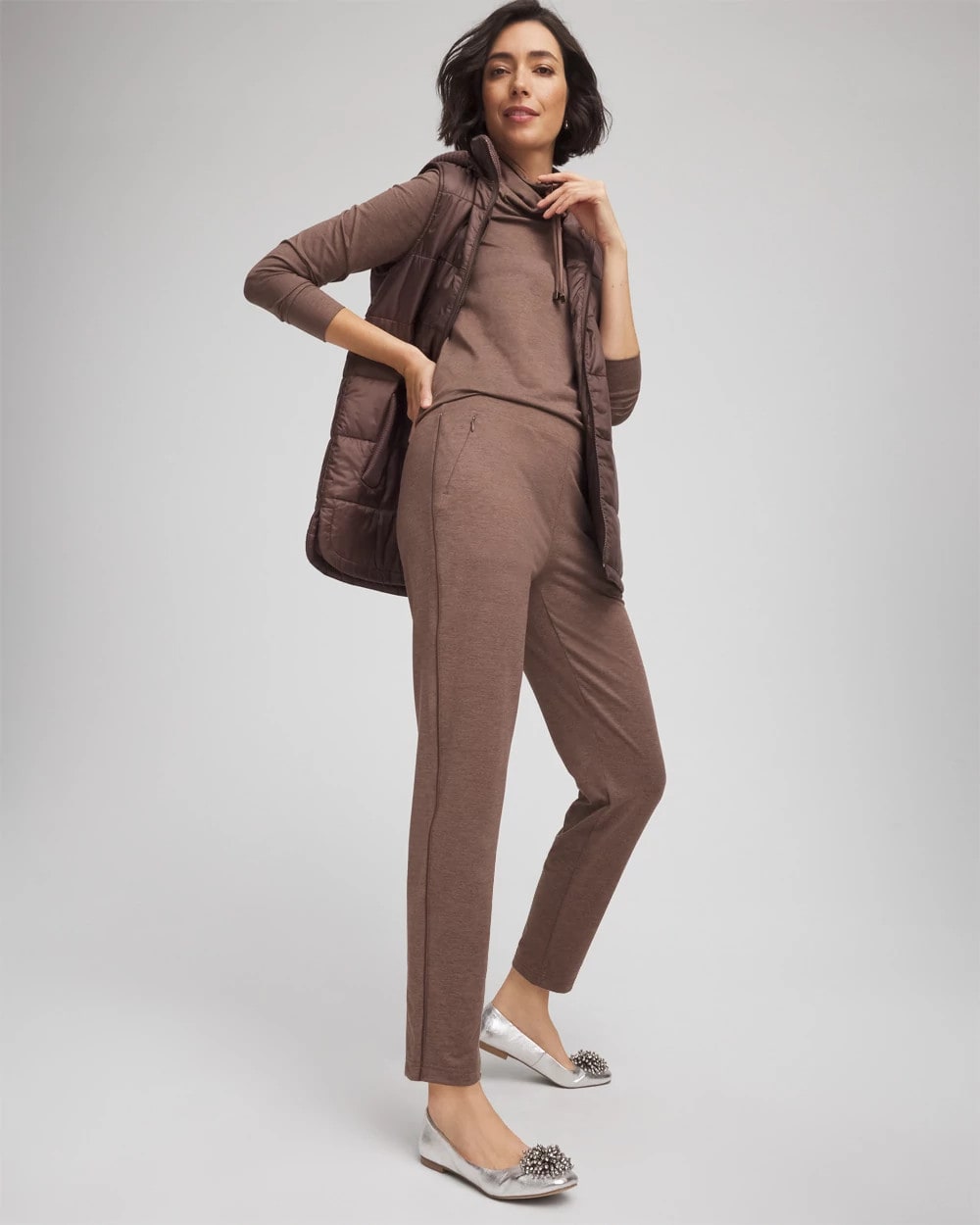 Chico's Deals - Zenergy® Cloud Satin Trim Pants Walnut