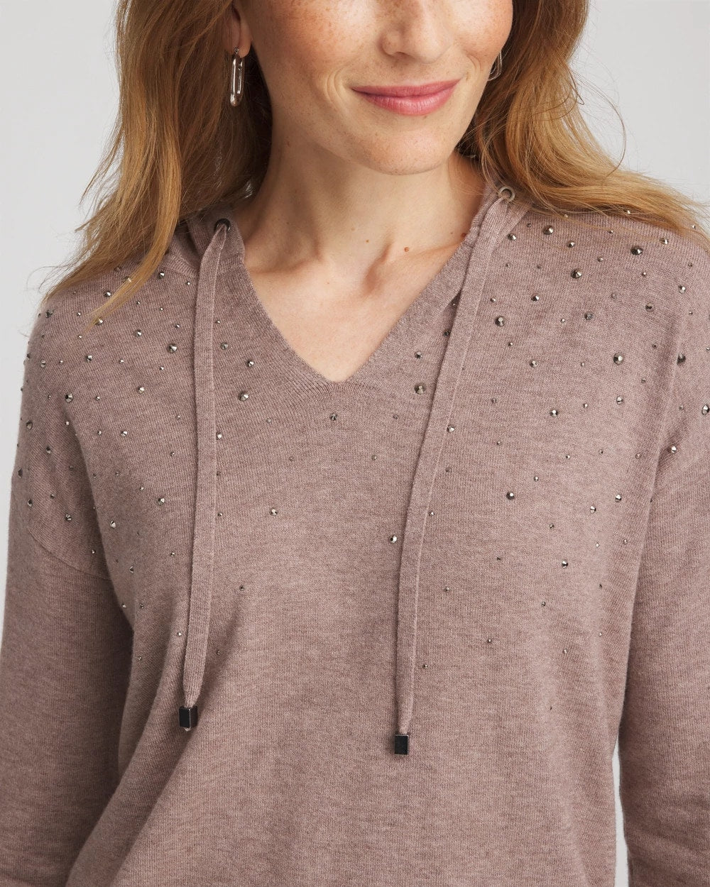Chico's Signature - Zenergy® Luxe Rhinestone Sweater Taupe Heather