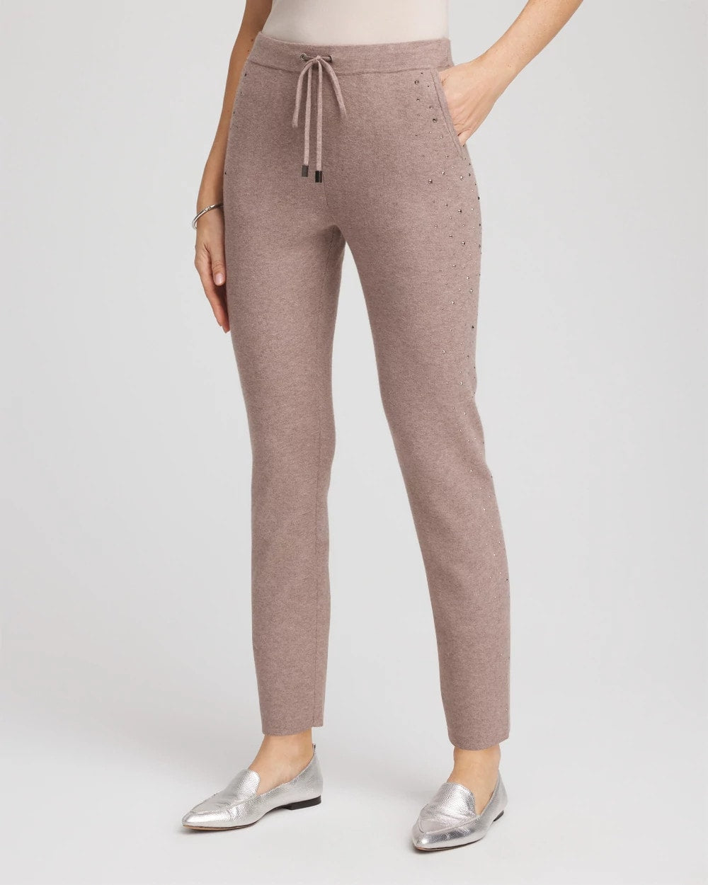 Chico's Premium - Zenergy® Luxe Rhinestone Ankle Pants Taupe Heather