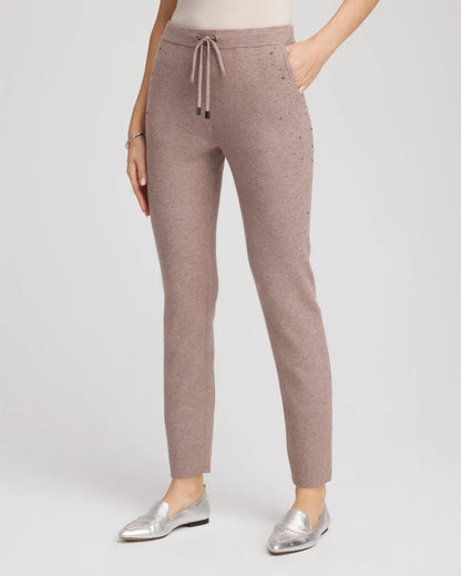 Chico's Premium - Zenergy® Luxe Rhinestone Ankle Pants Taupe Heather
