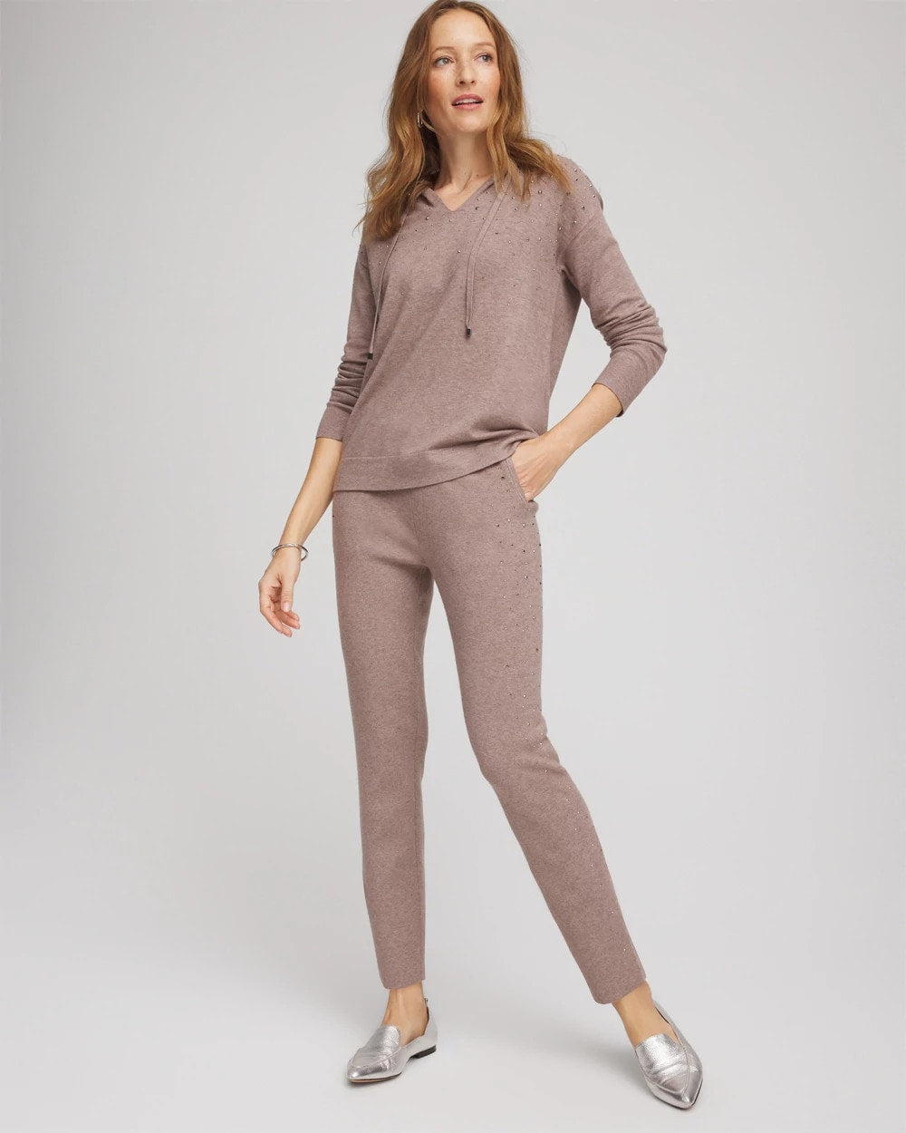 Chico's Premium - Zenergy® Luxe Rhinestone Ankle Pants Taupe Heather