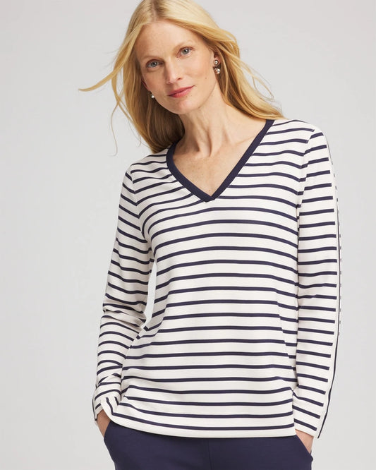 Chico's Trending - Zenergy® Soft Striped Top Passport Blue