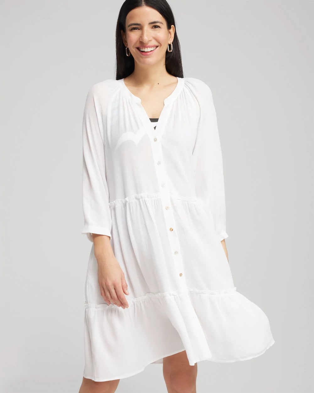 Chico's Hot Sale - Button Front Swim Coverup Alabaster