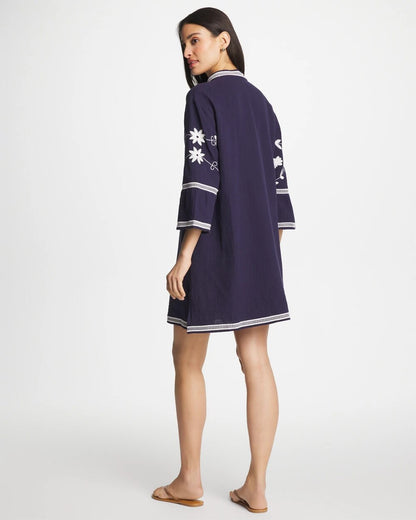 Chico's Top Pick - Woven Embroidered Swim Cover-Up Passport Blue