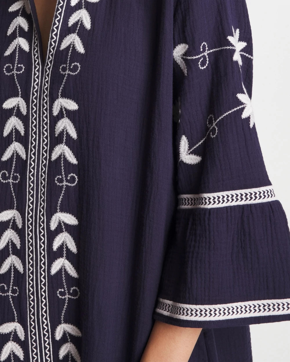 Chico's Top Pick - Woven Embroidered Swim Cover-Up Passport Blue
