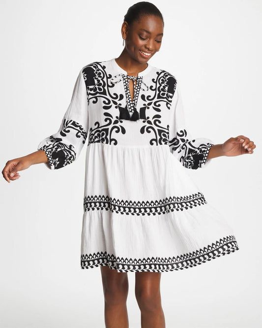 Chico's Hot Sale - Woven Printed Swim Cover-Up Dress Alabaster