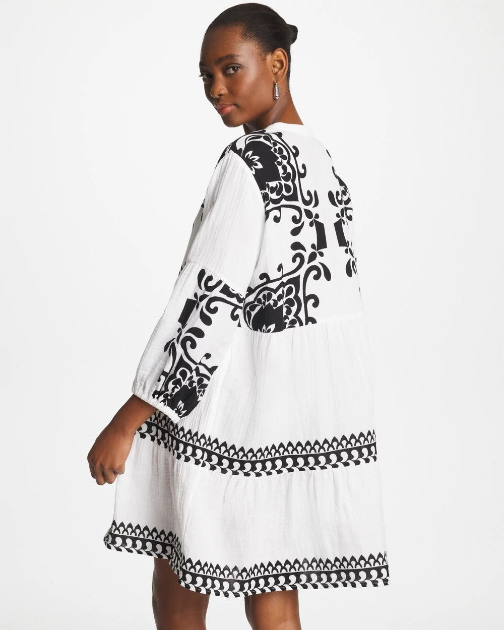 Chico's Hot Sale - Woven Printed Swim Cover-Up Dress Alabaster