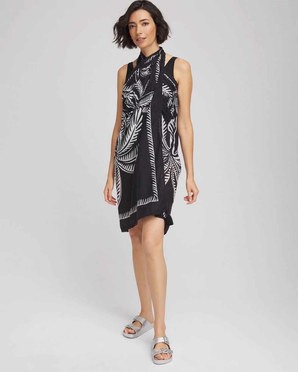 Chico's Discount - Magicsuit® Hearts of Palm Pareo Black/Multi