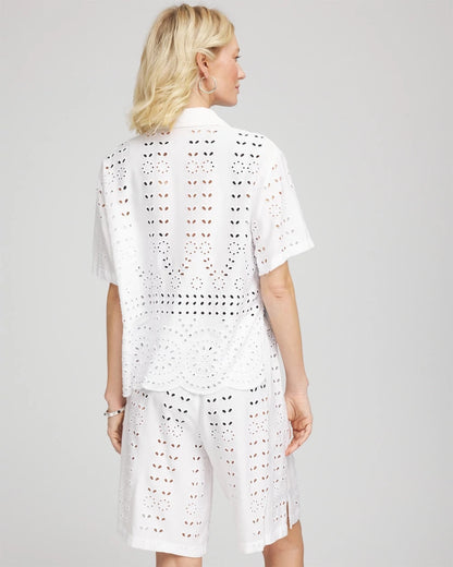 Chico's New - Swimsuit Cover-Up Short and Shirt Set Alabaster