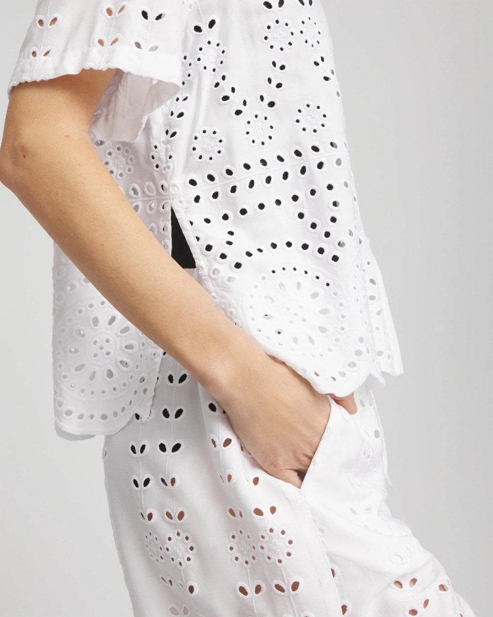 Chico's New - Swimsuit Cover-Up Short and Shirt Set Alabaster
