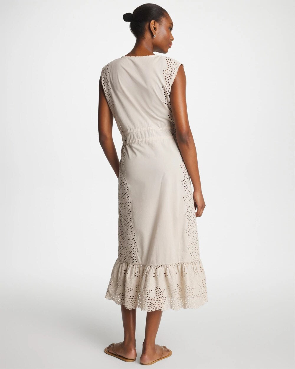 Chico's Customer Favorite - Woven Eyelet Swim Cover-Up Dress Smokey Taupe
