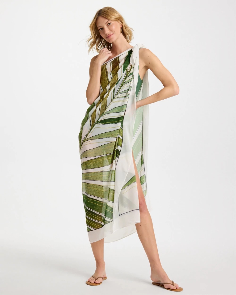 Chico's Popular - Gottex Willow Pareo Green Print