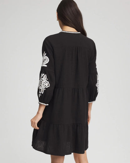 Chico's Signature - Woven Embroidered Swim Cover-Up Black