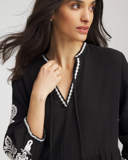 Chico's Signature - Woven Embroidered Swim Cover-Up Black