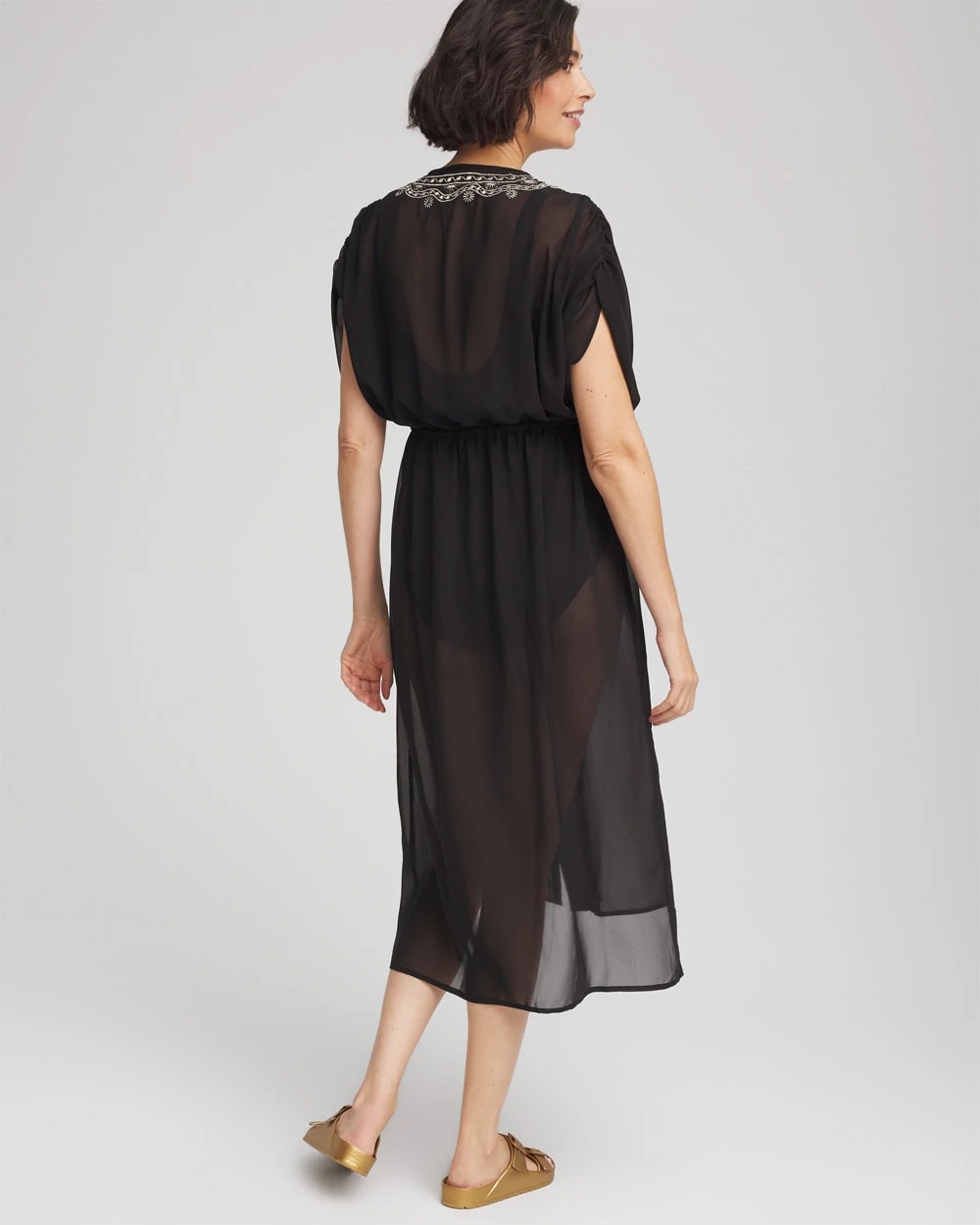 Chico's Recommended - Miraclesuit® Beach Embroidered Long Kimono Black