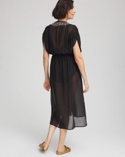 Chico's Recommended - Miraclesuit® Beach Embroidered Long Kimono Black