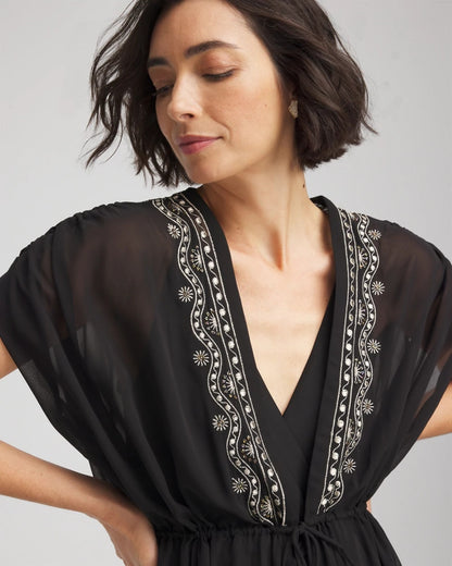 Chico's Recommended - Miraclesuit® Beach Embroidered Long Kimono Black