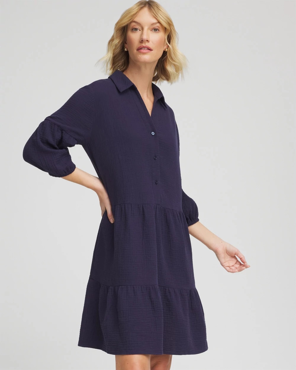 Chico's Deals - Woven Tiered Swim Cover-Up Dress Passport Blue
