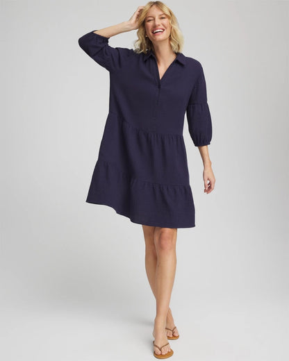 Chico's Deals - Woven Tiered Swim Cover-Up Dress Passport Blue