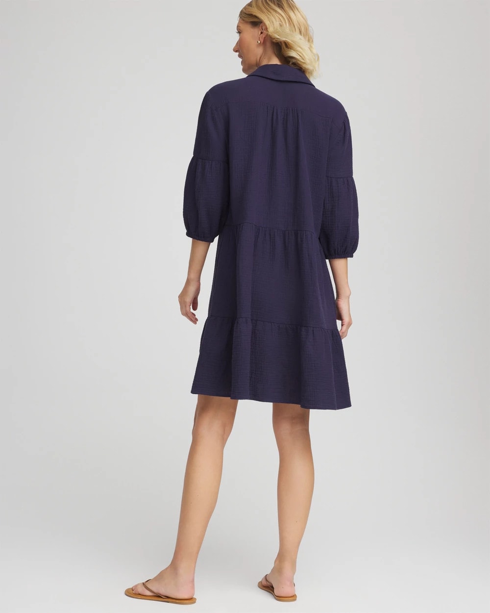 Chico's Deals - Woven Tiered Swim Cover-Up Dress Passport Blue